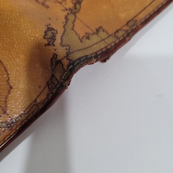 ALVIERO MARTINI Italian Vintage Geo World Map Wallet Brown Bifold Organizer - Picture 12 of 12